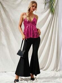 Aveloria Modichic Sexy Sequin Cami Top For Summer - Hot Pink - View 3
