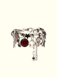 Popjeli Pulsera de viaje linda DIY, pulsera de amor, música/linda/mariposa/moda/gótica - Plateado - Ver 14