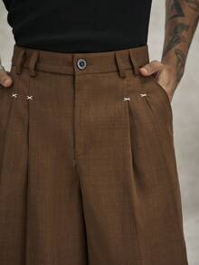 PAVTROS Celana Pendek Pria Warna Cokelat, Celana Pendek Bermuda Kasual Longgar dan Trendi, - Coklat - View 5