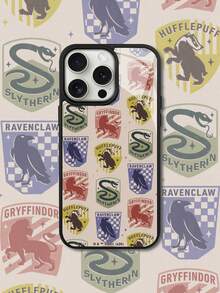 HARRY POTTER X SHEIN 時尚品牌 Harry Potter 四大學院徽章軟手機殼，防震防摔保護套，適用於 iPhone 13/14/15/15Pro/16/16Pro/17Pro，粉絲禮物 - 彩色 - 查看 2
