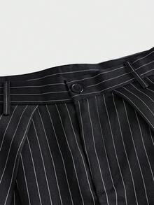 SWAVVY Men's Fashion Striped Loose Fit Long Pants - Black - View 9