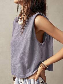 Bohemela Women Vacation Sleeveless Round Neck Tank Top,Summer Top - Dusty Purple - View 1