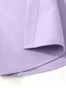 Manfinity Dauomo Men's Solid Color Single-Breasted Short Sleeve Shirt, Summer - Mauve Purple - View 5