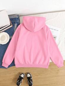 SHEIN Tween女孩秋冬休閒連帽保暖外套 - 粉色 - 查看 4