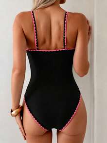Swim Vcay 女款一件式花卉網格拼接泳衣，夏季度假海灘泳裝 - 彩色 - 查看 2