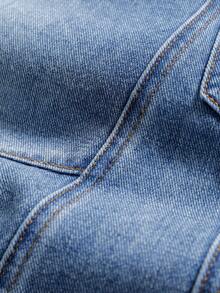 Manfinity Roghcode Pantalones cortos de mezclilla azul lavado claro con costura inversa casual para hombres jóvenes - Lavado ligero - Ver 4