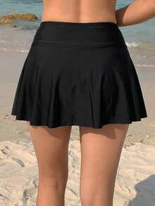 DAZY Women's Solid Color Beach Swim Bottoms Vacation Summer - Black - View 2