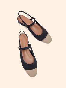 CUCCOO BASICS Women's Mary Jane Flat Shoes With Ribbon Strap, Comfortable Square Toe - Grey apricot - View 4
