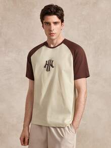 Courvante Men's Standard Size Brown Raglan Sleeve T-Shirt, 3 Graphic Design, Suitable For Summer, Minimalist & Versatile - Multicolor - View 4