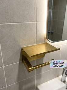Stainless Steel Toilet Paper Holder With Top Storage - Easy Installation For Bathroom And Vanity, No Drilling Required , Finishes Bathroom Accessories Bathroom Tools - Multicolor - View 1