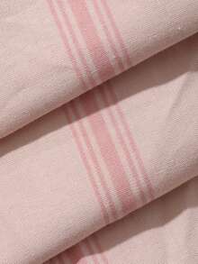 Dazy Plus Striped Colorblock Loose Short Sleeve Top & Long Pants Loungewear Set, Pink, Spring/Summer/Autumn, Plus Size Women's Pajama Set - Pink - View 4