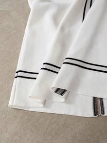 MOTF PREMIUM WOMEN'S ELEGANT CONTRAST TRIM SLIT SWEATER DRESS - White - View 9