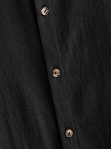 HIMLAND Premium Nature Black Short Sleeve Band Collar Shirt
High Quality Casual Black Stand Collar Shirt - Black - View 6