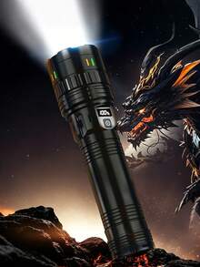 Teckwe Rechargeable Ultra-Bright LED Flashlight, Multifunctional Outdoor Portable Floodlight With Digital Display, Adjustable Zoom, Type-C Charging, Long-Lasting Camping Emergency Light, Ideal For Camping, Fishing, Hunting And Emergency Situations.(1200mAh) - Multicolor - View 3