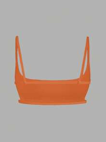 EgrlEra Women's Solid Color Backless Cropped Sexy Camisole - Orange - View 2