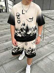 SHEIN 2pcs/Set Teen Boy Fashion Letter Print Short Sleeve Crew Neck T-Shirt And Shorts Set, Comfortable Fabric, Stylish Fit, Spring/Summer New Style, Suitable For Multiple Seasons And Occasions - Multicolor - View 1