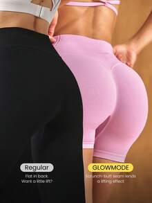 GLOWMODE Ultrafine 柔軟無縫 SummerGlow 開背抓皺胸部掛脖運動內衣 & 4.3" 抓皺提臀不透視單車褲運動套裝 中強度夏季訓練健身房穿搭 - Sugar Pink - 查看 5