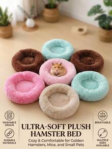 PETSIN 1 Piece Of Ultra Soft Plush Pet Bed - A Comfortable And Warm Hamster Bed With Anti Slip Bottom And Insulation Pad, Perfect For Guinea Pigs And Other Small Animals, Round Fluffy And Colorful Design - View 1