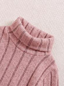 SHEIN 女嬰休閒彈性舒適高領內搭秋季上衣 3件套 - 彩色 - 查看 3