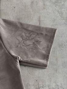 CalleClaro 男士夏季休閒刺繡短袖T恤 - 灰色 - 查看 4