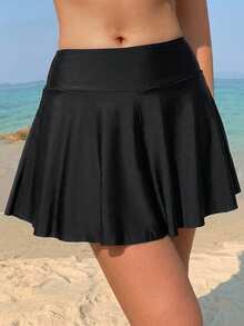 DAZY Women's Solid Color Beach Swim Bottoms Vacation Summer - Black - View 4