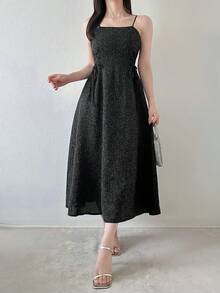 FRIFUL Women's Summer New Waist-Cinching Tie-Front Bow-Knot Slimming Versatile Dress Cute Tops - Black - View 6
