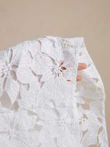 CielaLinda 女款刺繡鏤空蕾絲長裙 - 白色 - 查看 7