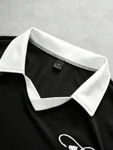 Men's Streetwear Hot-Selling INS Style TK PAVTROS Brand Embroidered NY Black & White Contrast Polo, Daily Wear, Game Party, Commemorative Gift - Black - View 5