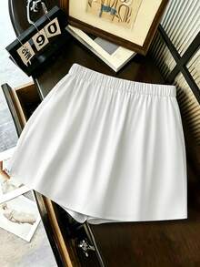 GlowEve CURVE Plus Size Women's Casual Elegant Rich Girl Style Commute Exquisite Rhinestone Embellished Luxurious Beach Vacation Home Shorts - White - View 2
