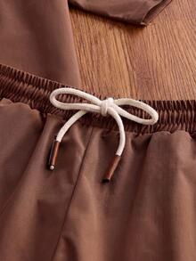 SWAVVY Men's Summer Fashion Shirt And Shorts Set - Camel - View 5