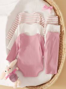 SHEIN 新生兒連身衣與長褲套裝 - 彩色 - 查看 2
