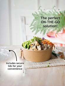 50-Pack Disposable Paper Bowls With Lids For Christmas And Halloween Tableware - Leakproof And Waterproof Food Containers, Suitable For Salad, Dessert, And Soup - Perfect For Catering, Camping, And Kitchen Use [50 Bowls 50 Lids] - Multicolor - View 7