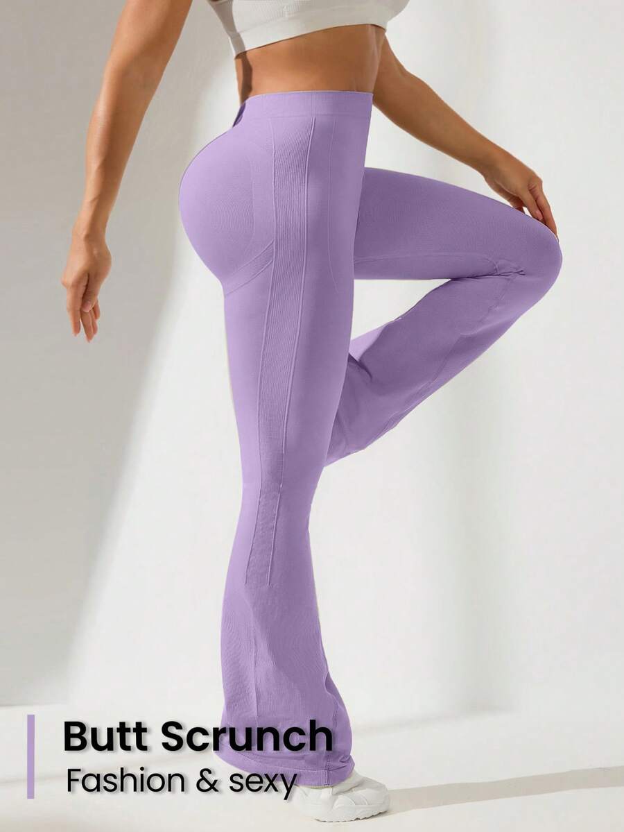 SHEIN Rhythm Era Damen Große Größen Lila Sport Leggings Lange Hose Yoga Fitness - Mauve - Übersicht 1
