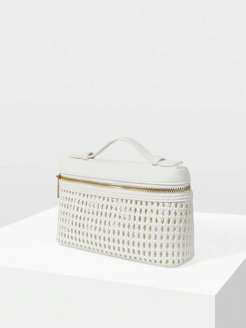 LADIES' FASHIONABLE AND ELEGANT WHITE WOVEN HANDBAG, EXQUISITE AND SIMPLE BOX BAG, SMALL AND LIGHTWEIGHT, SUITABLE FOR DAILY COMMUTING, DATING AND SHOPPING, SUMMER VACATION, PARTY