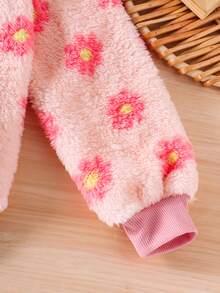 Emery Rose Kids Emery Rose Kids 少女心愛心圖案長袖抓絨冬季運動衫，心形印花套頭衫，休閒可愛運動校園優雅花卉秋季款 - 粉色 - 查看 4
