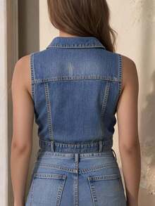 Vest For Women, With Pearls, Beautiful, Comfort. - Blue - View 2