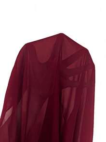 Femmeverse Plus Size Women's Solid Color Asymmetric Hem Loose Fit One Shoulder Blouse - Burgundy - View 7