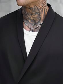 SLATEMANN 男士純色短袖襯衫與長褲休閒日常穿搭 - 黑色 - 查看 6