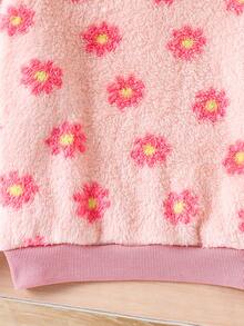 Emery Rose Kids Emery Rose Kids 少女心愛心圖案長袖抓絨冬季運動衫，心形印花套頭衫，休閒可愛運動校園優雅花卉秋季款 - 粉色 - 查看 5