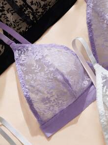 Charlaine Set Bra Renda Wanita 3 Potong dengan Kombinasi Warna-warni - MultiWarna - View 3