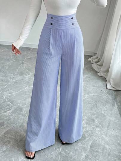 Firerie Women's Elegant High Waist Slimming Wide Leg Black Trousers For Commuting