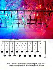 1PC Magical Butterfly LED String Light - 96 LEDs, USB, Copper Wire Fairy Lights For Room, Bedroom, Christmas, Wedding, Party, Dorm, Patio Decor (No Remote, No Battery) - polychromatic light - View 4