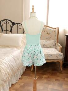 DUSKBASE Standard Size Women's Camisole Top And Lily Pattern Shorts Pajama Set - Multicolor - View 2