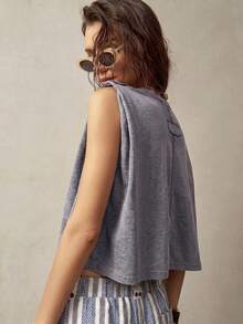 Bohemela Women Vacation Sleeveless Round Neck Tank Top,Summer Top - Dusty Purple - View 7
