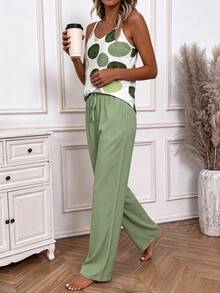 EMERY ROSE Women's Geometric Print Cami Top And Pants Casual Two Pieces Set - White - View 3