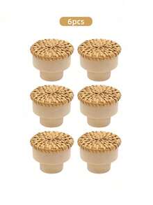 6/12pcs Rattan Dresser Knobs Boho Cabinet Pulls, Dia Wicker Drawer Handles With Screws, Round Furniture Knob For Cupboard Wardrobe Vanity(Natural Color) - natural color - View 18