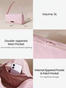 GLOWMODE Medium 6L DailyEase Water-Resistant Two-Way Zipper Interior Pockets Adjustable Strap Shoulder Bag Daily Casual Travel Holiday Vacation Summer Wear - Pink - View 4