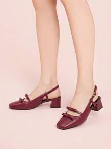 CUCCOO DOLLMOD Sepatu Mary Jane Gaya Retro Prancis Terbaru dengan Pita dan Hak Blok, Anggun & Elegan, Cocok untuk Hari Valentine, Natal, dan Musim Semi. - Bourgogne, - View 4