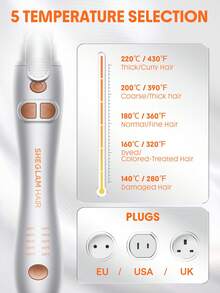 SHEGLAM HAIR It-Curl Rotating Curling Iron,Automatic Ceramic Curling Iron,Rotating Hair Curler,Spinning Wand For Long-Lasting Waves,PTC 60s Fast Heating,5 Temp Selection,Smart Timer,Home Button For Quick Reset,Water-Based Ceramic Coating-Even Heat For Uniform Styling For Long Hair - Silver - View 8