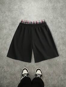 Manfinity EMRG Men's Dual Waistband Design Versatile Shorts - Black - View 2